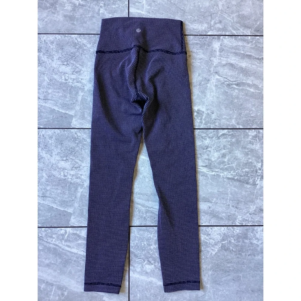 Lululemon High Rise Leggings Size 4 Navy White Dot Pattern Yoga Pants 1726